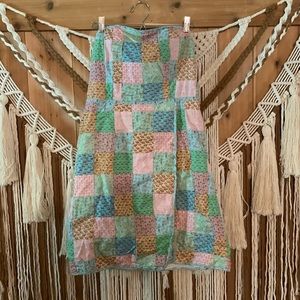 Vineyard Vines Mixed Print Patchwork Strapless Dress Size 6 Small